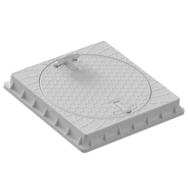 400mm Kare El Tutamaklı Plastik Rögar Menhol Kapak ve Kare Çerçeveli yuvarlak oval menhol kapağı - T2400X47215014 - Luxwares