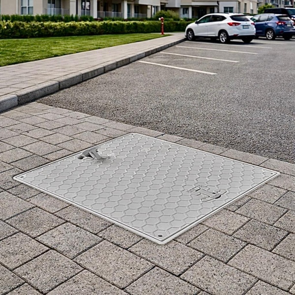 60x60 Plastik Rögar Kapağı – Kare Çerçeveli, El Tutamaklı - Luxwares Rögar Kapak & Kutu & Drenaj Kanalları