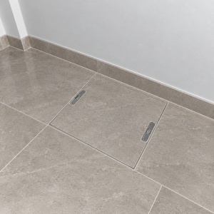 Gömme Rögar Kapağı - Seramik - Fayans Ve Mermer Zeminlerde  Gizli Çerçeve Kapak 55 x 55 - ÇİFT KULPLU
