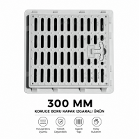 300 MM KORUGE BORU UYUMLU ÇERÇEVE + IZGARALI KAPAK 