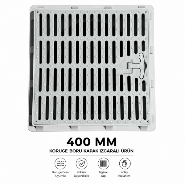 400 MM KORUGE BORU UYUMLU ÇERÇEVE + IZGARALI KAPAK  – Çerçeveli 400 mm Koruge Boru Kapağı | Yapı & Proje Malzemeleri, Koruge Boru Uyumlu Çerçeveler