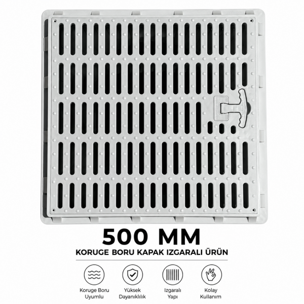 500 MM KORUGE BORU UYUMLU ÇERÇEVE + IZGARALI KAPAK  – Çerçeveli 500 mm Koruge Boru Kapağı | Yapı & Proje Malzemeleri, Koruge Boru Uyumlu Çerçeveler