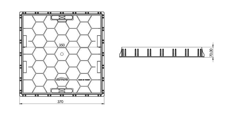 35x35 Gömme Çerçeveli Rögar Kapağı Teknik Ölçüleri