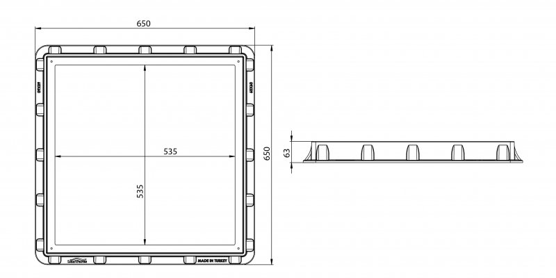 60x60 Rögar Kapağı Teknik Ölçüleri