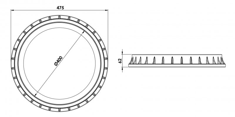 400mm Yuvarlak Rögar Kapağı Teknik Ölçüleri