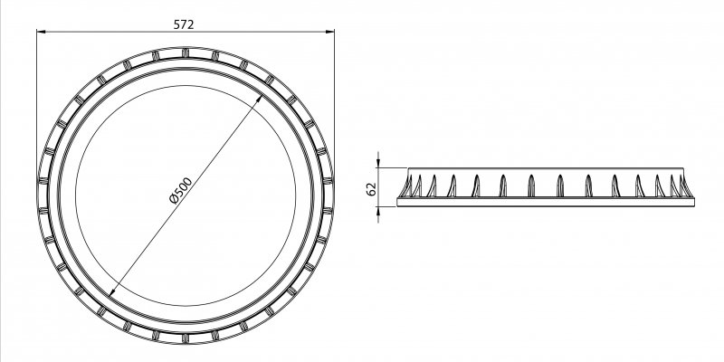 500mm Yuvarlak Rögar Kapağı Teknik Ölçüleri