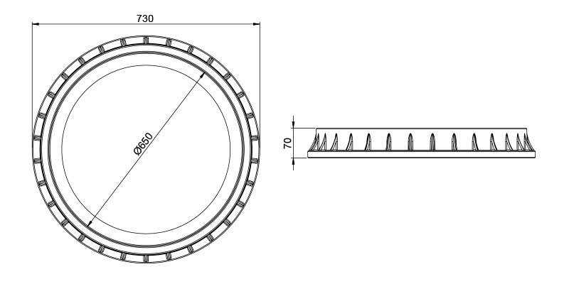 650mm Yuvarlak Rögar Kapağı Teknik Ölçüleri