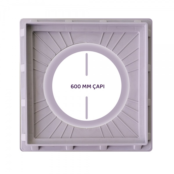 600’lük Koruge Borular için Plastik Geçmeli Kapak – Çerçeveli 600 mm Koruge Boru Kapağı - 19940600 - Luxwares