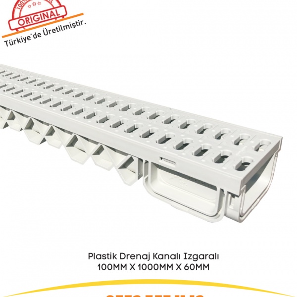 100x60x1000 mm Plastik Izgaralı Drenaj Kanalı | Yağmur Suyu ve Havuz Kenarı Oluğu - Luxwares Rögar Kapak & Kutu & Drenaj Kanalları