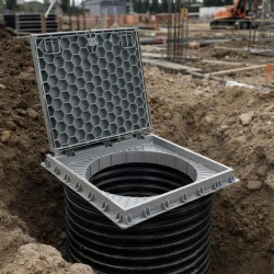 800 mm Çapında Rögar Kapağı – Çerçeveli, Geçmeli Kilitli Menteşeli Kapak