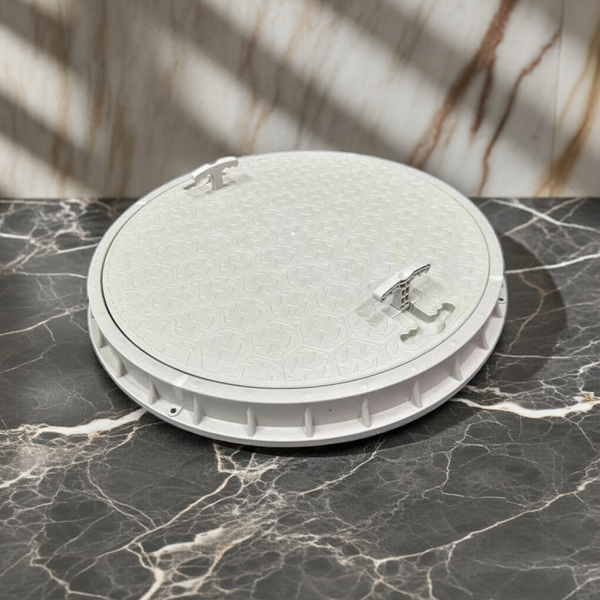 650 mm El Tutamaklı Daire Rögar Kapağı – Çerçeveli Yuvarlak/Oval Plastik Menhol Kapak-Luxwares