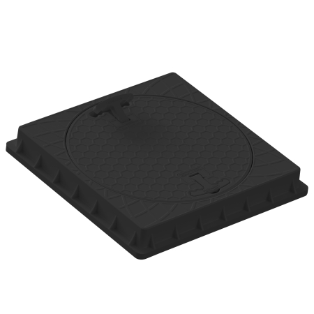 500mm Kare Plastik Rögar Menhol Kapak ve Kare Çerçeveli yuvarlak menhol kapak - SİYAH RENK-Luxwares