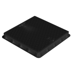 60x60 Plastik Rögar Kapağı – Kare Çerçeveli, El Tutamaklı  Siyah Renk