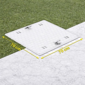 70x70 El Tutamaklı Plastik Rögar Menhol Kapağı - Luxwares Çerçeve + Kapak