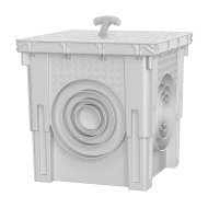 30x30 Menhol Rögar Kutusu – 5 Çıkışlı PE Katkılı Yer Altı Buatı, Kulplu Düz Kapaklı Kutu