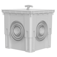 40x40 Menhol Rögar Kutusu – 5 Çıkışlı PE Katkılı Yer Altı Buatı, Kulplu Düz Kapaklı Kutu