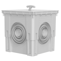 40x40 Menhol Rögar Kutusu – 5 Çıkışlı PE Katkılı Yer Altı Buatı, Kulplu Düz Kapaklı Kutu