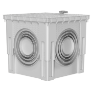 55x55 cm Menhol – 5 Çıkışlı Yer Altı Buatı | Alttan Çıkışlı, PE Katkılı, Kulplu Düz Kapaklı Rögar Kutusu