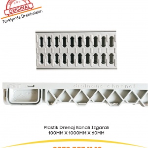 100x60x1000 mm Plastik Izgaralı Drenaj Kanalı | Yağmur Suyu ve Havuz Kenarı Oluğu