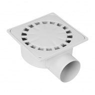 25x25 cm Koku Yapmayan Çamur Süzgeci – Yandan 110 mm PVC Çıkışlı, PP Malzeme